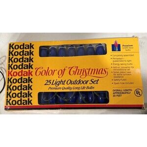 Kodak Color of Christmas 25 Light Set Outdoor Type C7‎ VTG 1990s Holiday Decor